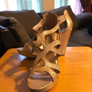 Dollhouse Gold Glittery Wedge Sandals 12M